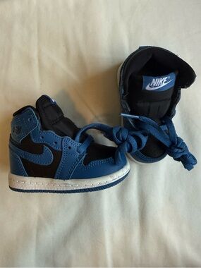 Nike Air Jordan Toddler Black and Blue High-Top Sneakers